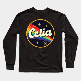Celia // Rainbow In Space Vintage Style Long Sleeve T-Shirt